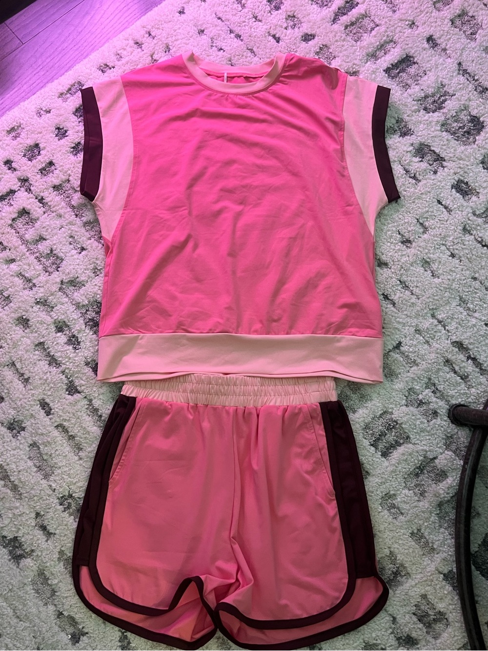 Liam & Co Pink Colorblock Athletic Lounge Set Size Small